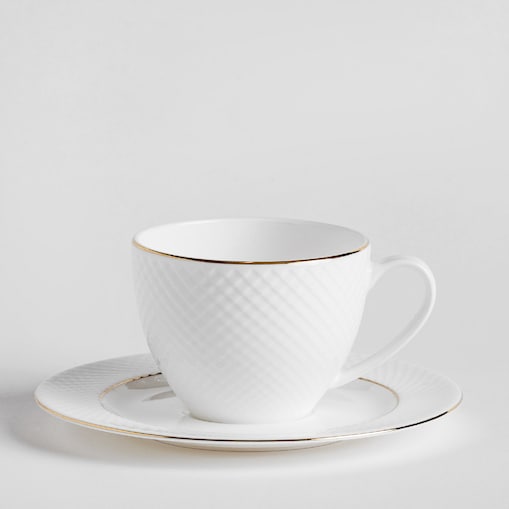 Elegancka Filiżanka z Porcelany Kostnej Eleni z motywem geometrycznym