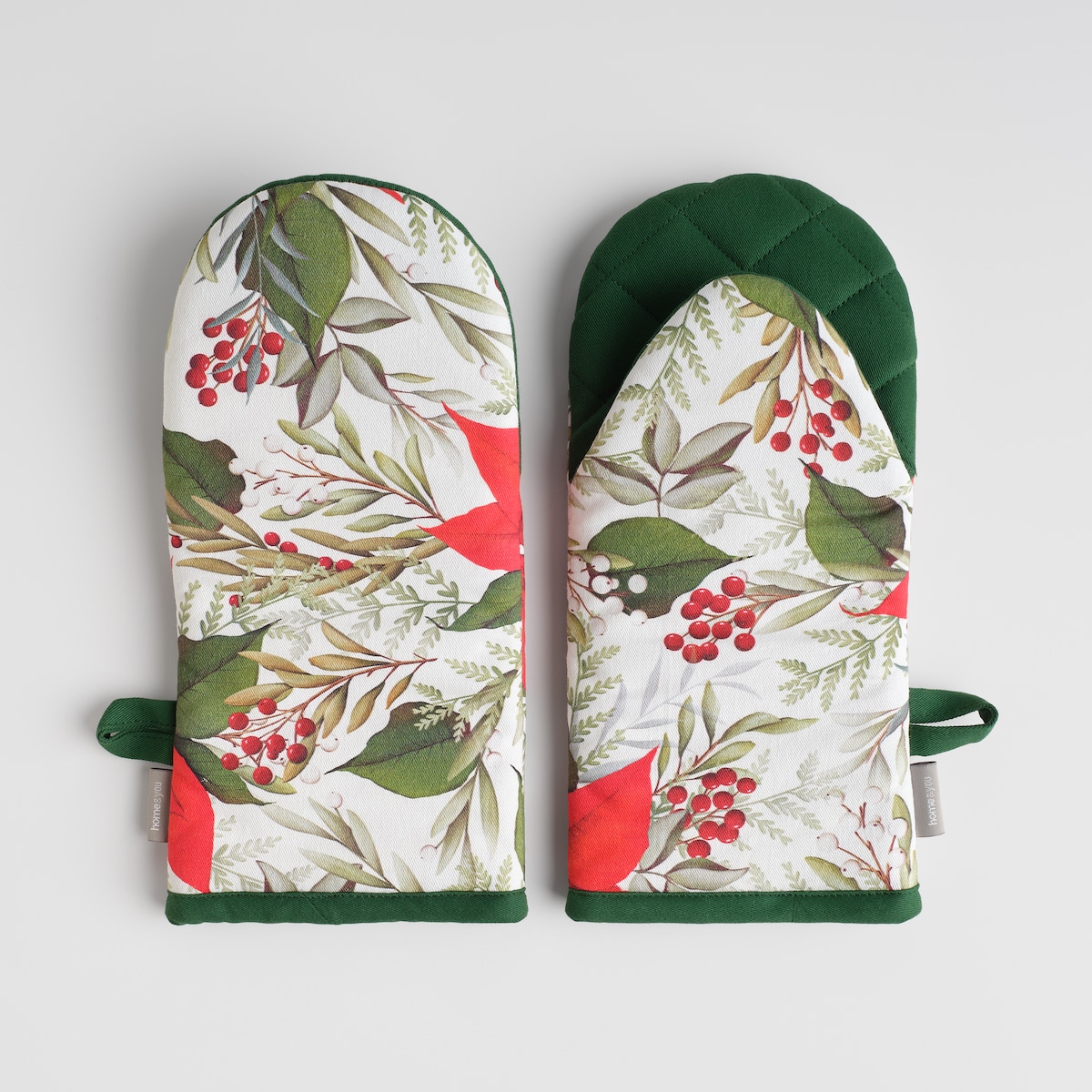 Komplet Rękawic Kuchennych Poinsetta 14x30 cm z motywem gwiazdy betlejemskiej