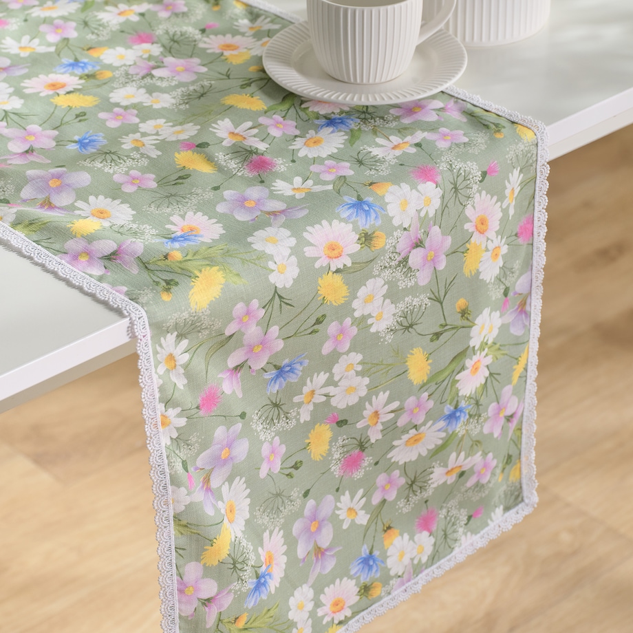 Bieżnik z nadrukiem Melow 35x180 cm z wzorem kwiatowym