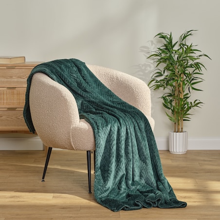 Jednokolorowy koc z wytłoczonym wzorem Esme 150x200 cm