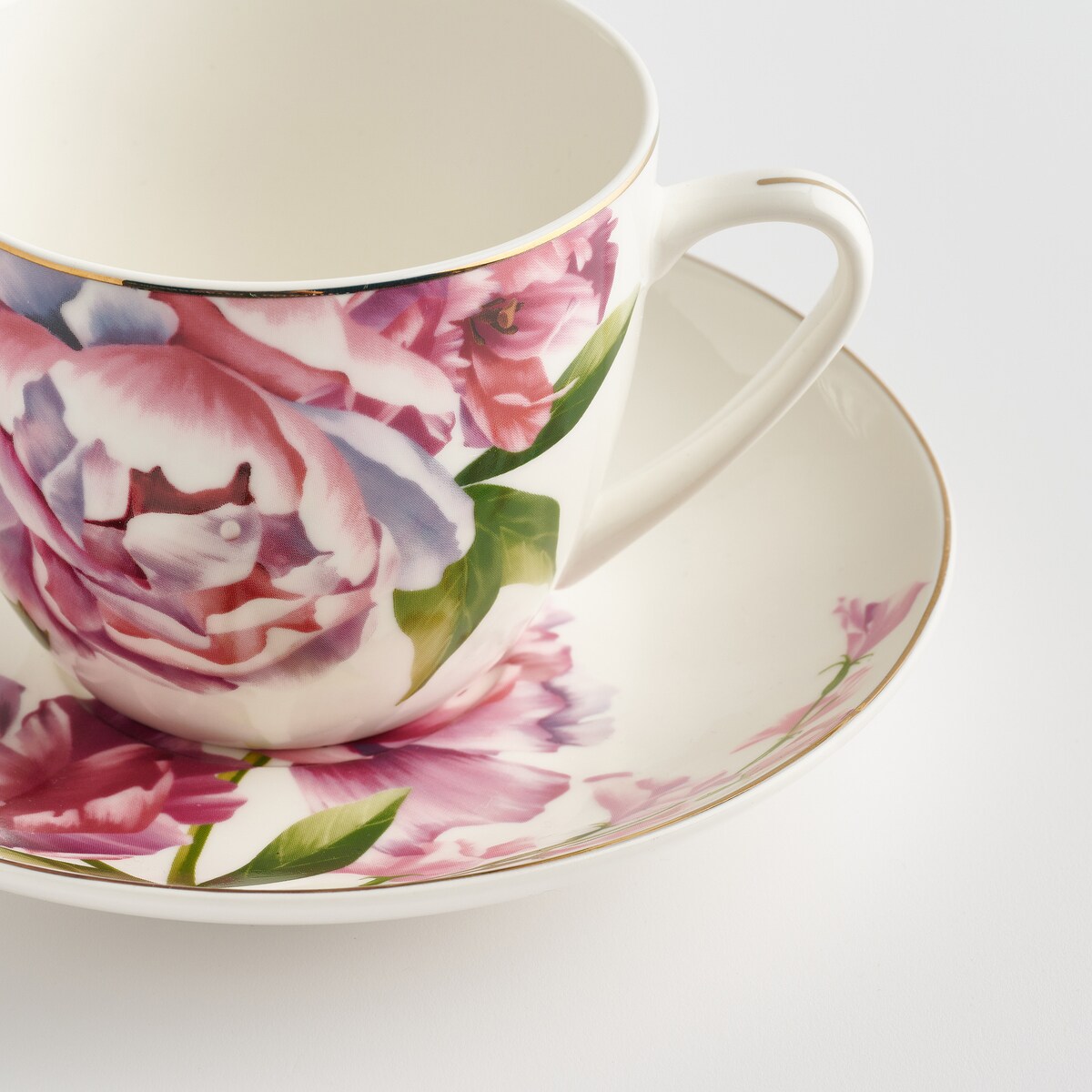 Filiżanka Ze Spodkiem Aurelis z motywem kwiatowym
