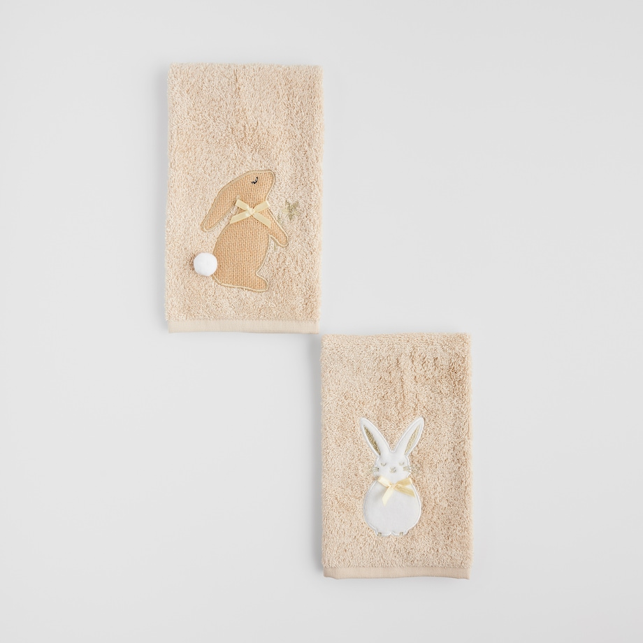 Komplet ręczników dekoracyjnych do twarzy lub rąk 2szt Bazinka 30x50 cm z motywem królika