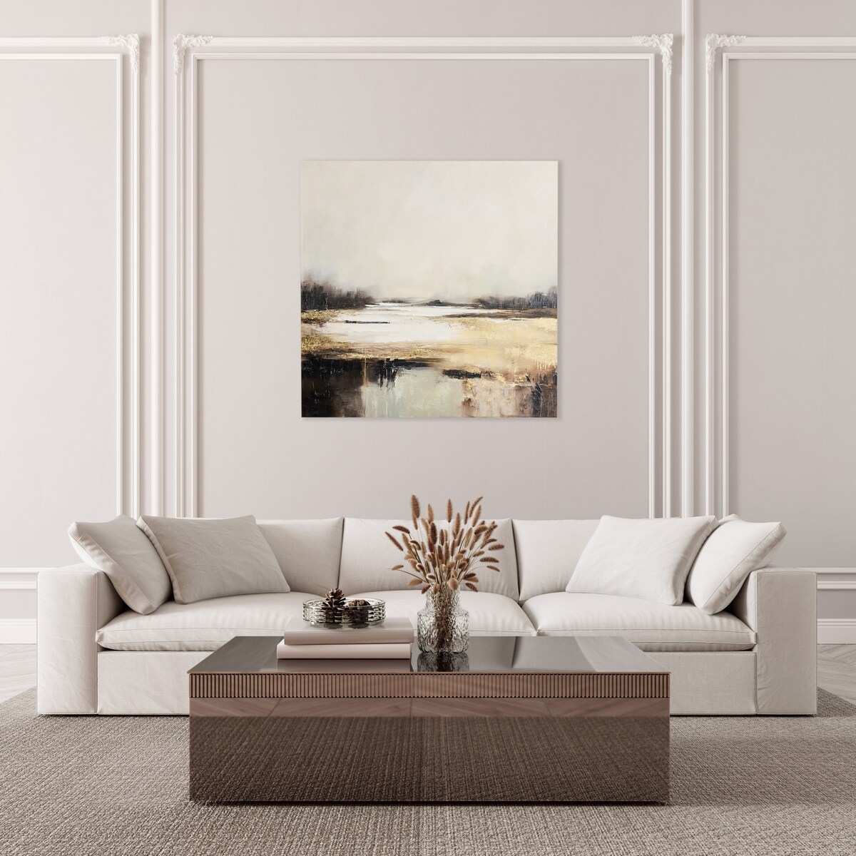 ręcznie zdobiony obraz na płótnie z elementami złota sanza 100x100