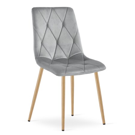 Krzesło Libra nowoczesny design, Jasny Szary Aksamit / Nogi Kolor Drewna X4