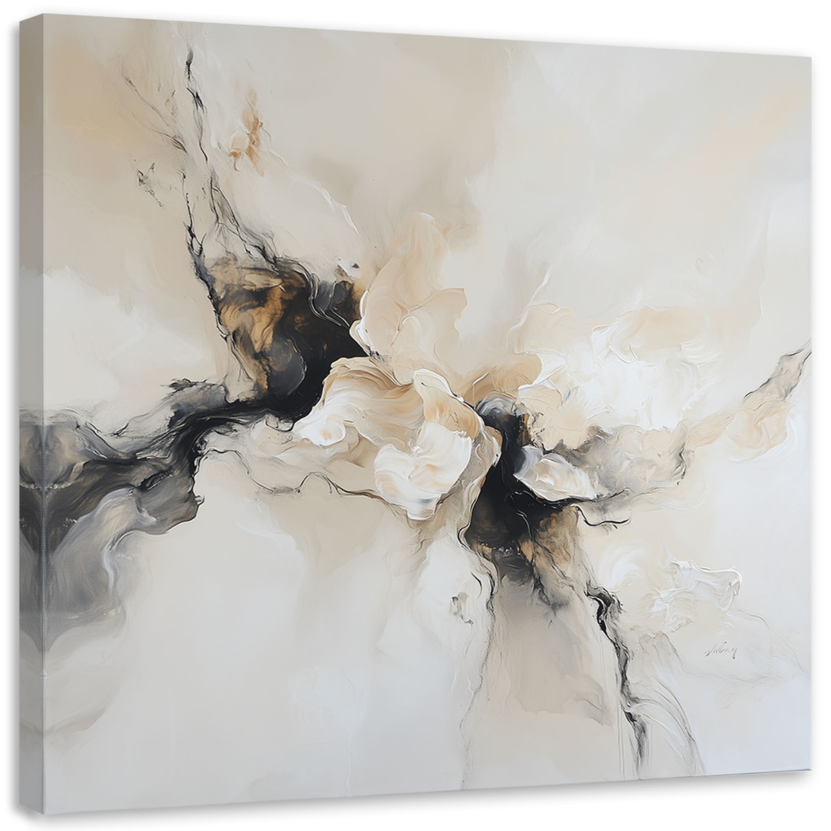 Feeby Obraz na płótnie, Abstrakcja beżowy czarny imitacja farby 30x30