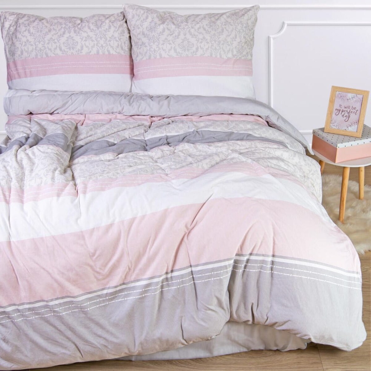 Pościel jersey 160x200 Cukierkowy róż w dekoracyjny ornament