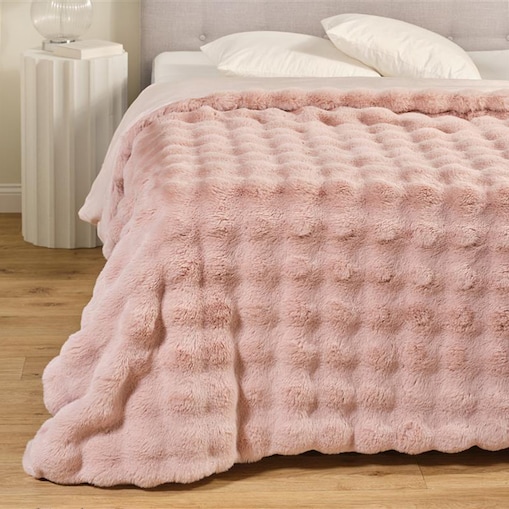 Jednokolorowa futrzana narzuta na łóżko Bares 180x200 cm