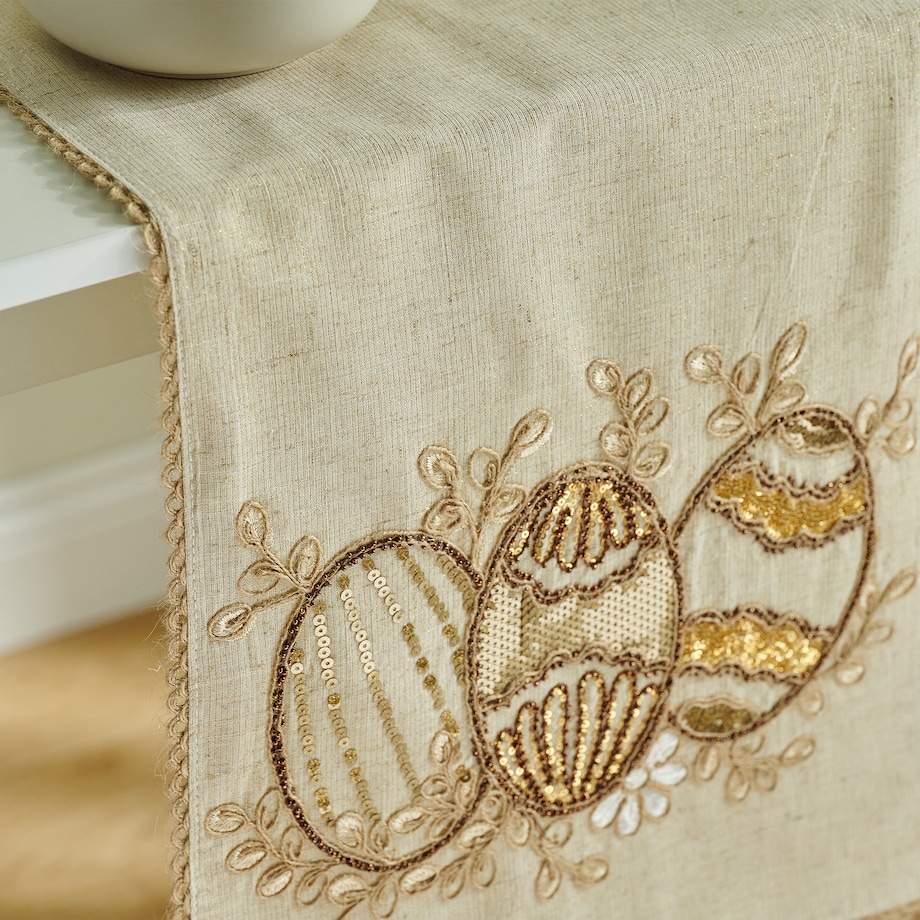 Bieżnik Haftowany Oaken 35x180 cm z motywem jajka