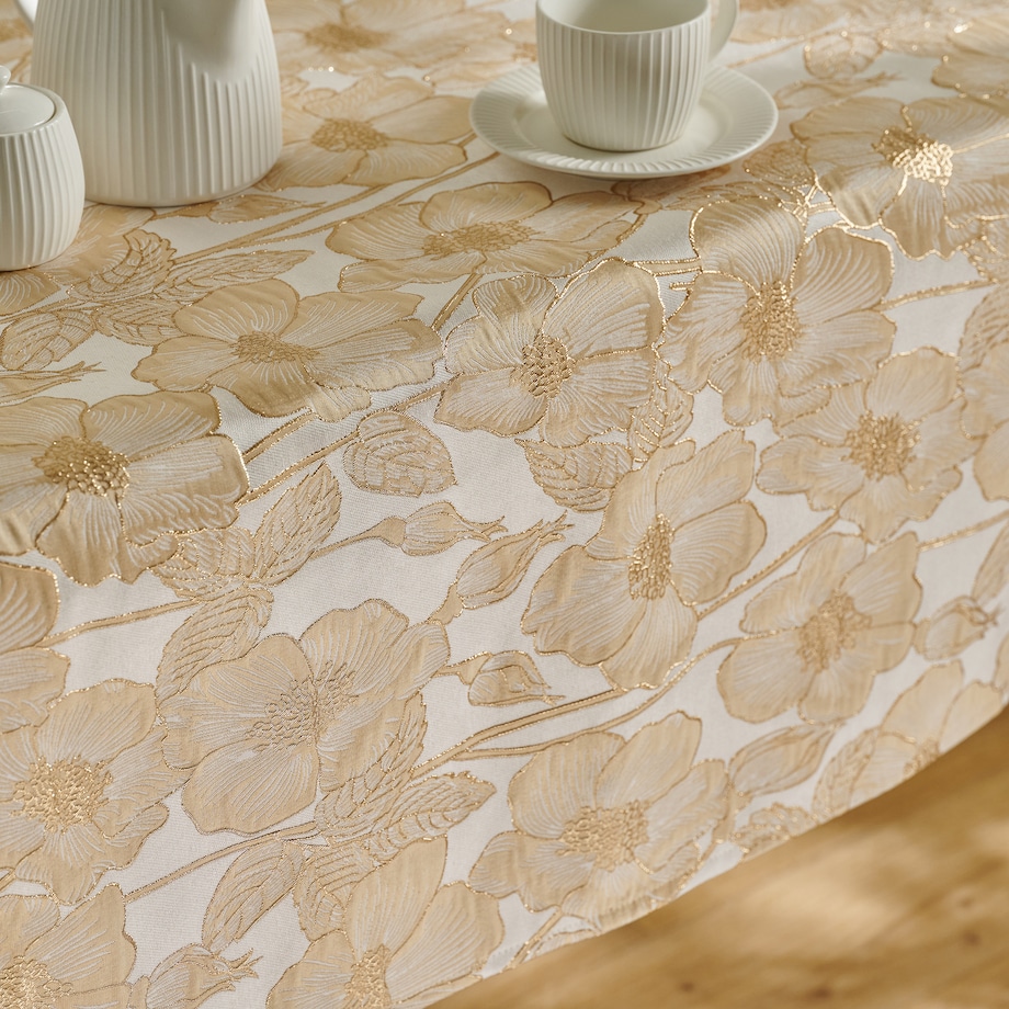 Obrus Żakardowy Makowka 130x180 cm z motywem kwiatowym