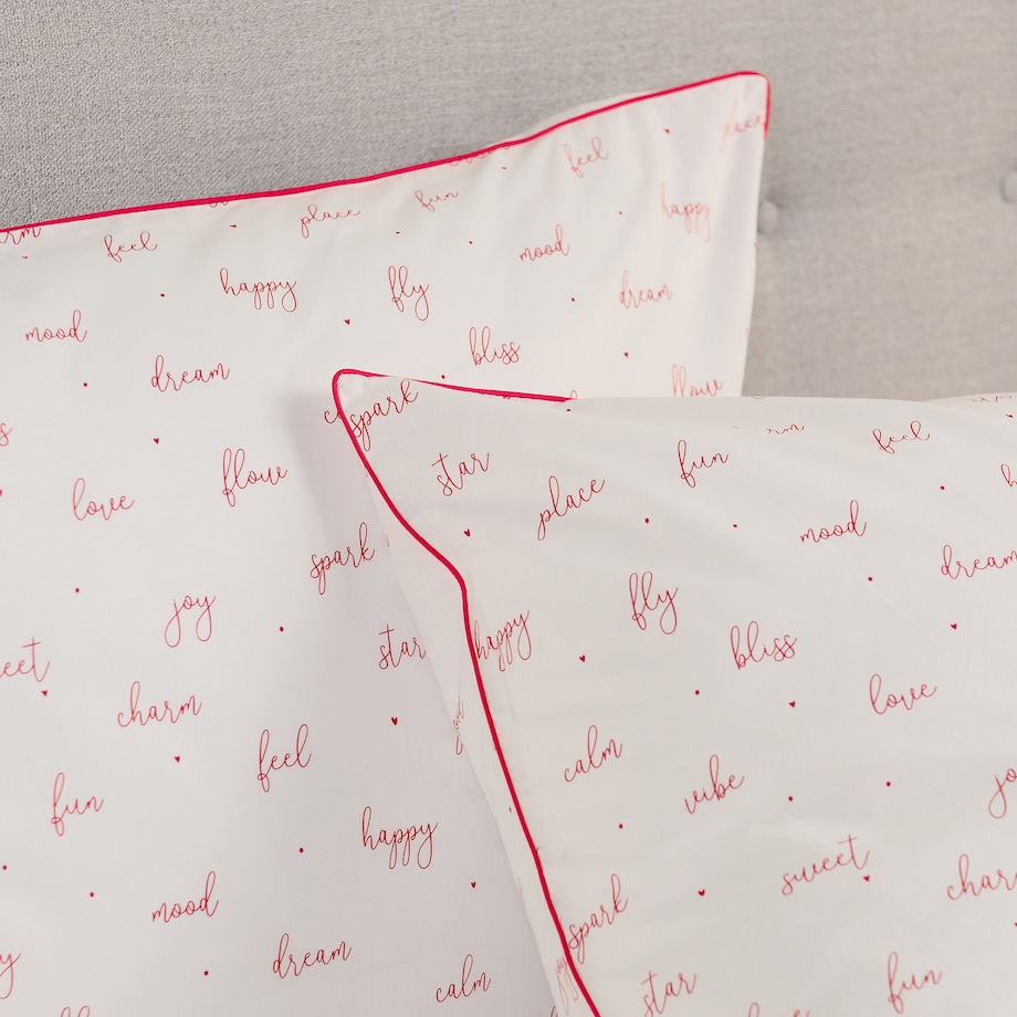 Pościel bawełniana z lamówką Zafir 160x200 cm z motywem napisów