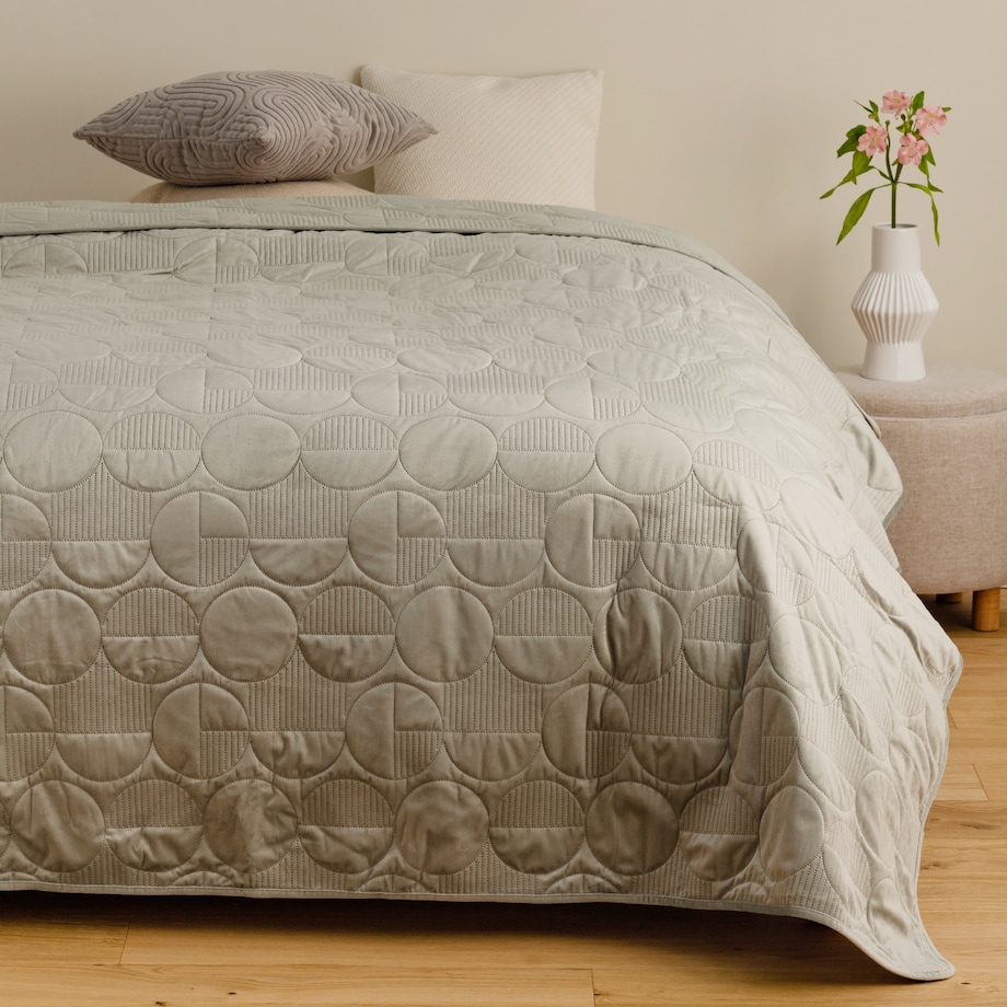 Narzuta Welwetowa w Wytłaczany Geometryczny Wzór Arnos 200x220 cm