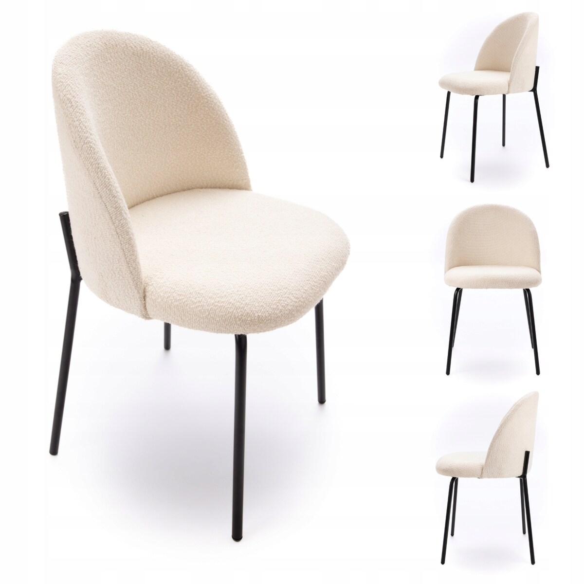 ZESTAW 4 SZTUK Krzesła TESSAR Biało-Czarne Tapicerowane DO SALONY JADALNI