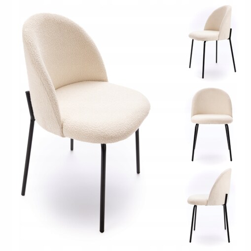 ZESTAW 4 SZTUK Krzesła TESSAR Biało-Czarne Tapicerowane DO SALONY JADALNI