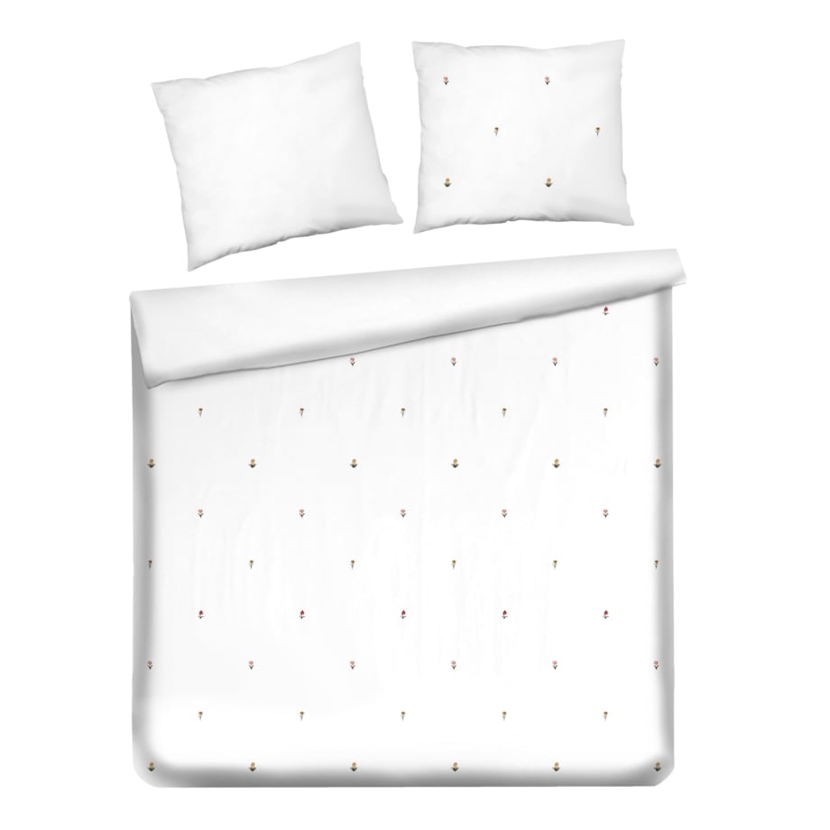 Pościel z perkalu z haftem Hiacinthio 200x220 cm z motywem kwiatowym