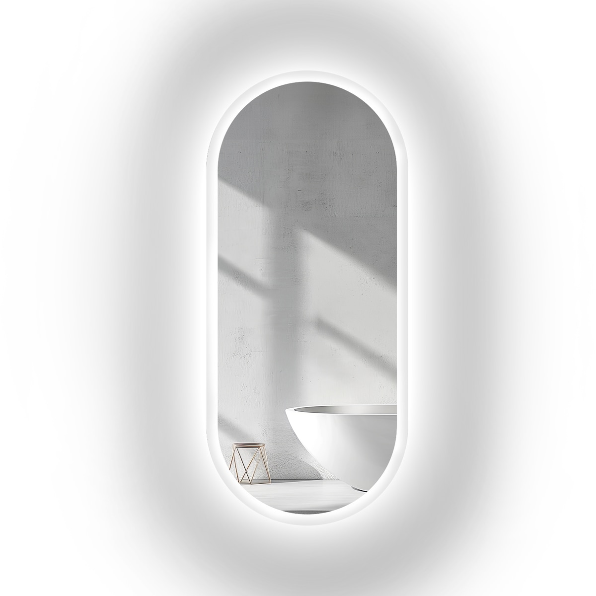 Lustro owalne piaskowane z podświetleniem - ROMI LED
