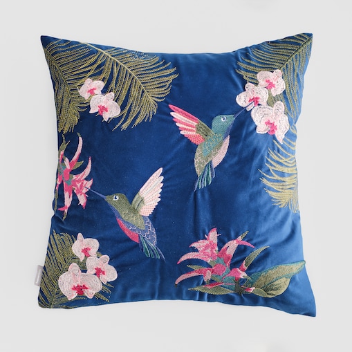 Poszewka Haftowana Kolibrio 45x45 cm z motywem tropikalnym