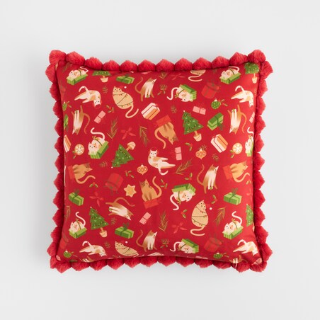 Poszewka z nadrukiem Miaoumas 45x45 cm z motywem choinki