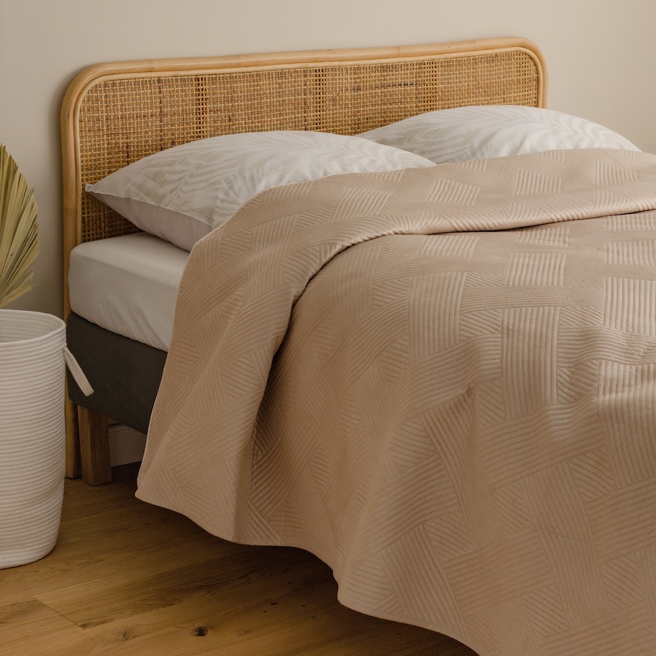 Narzuta Welwetowa w Wytłaczany Geometryczny Wzór Lesotho 180x220 cm