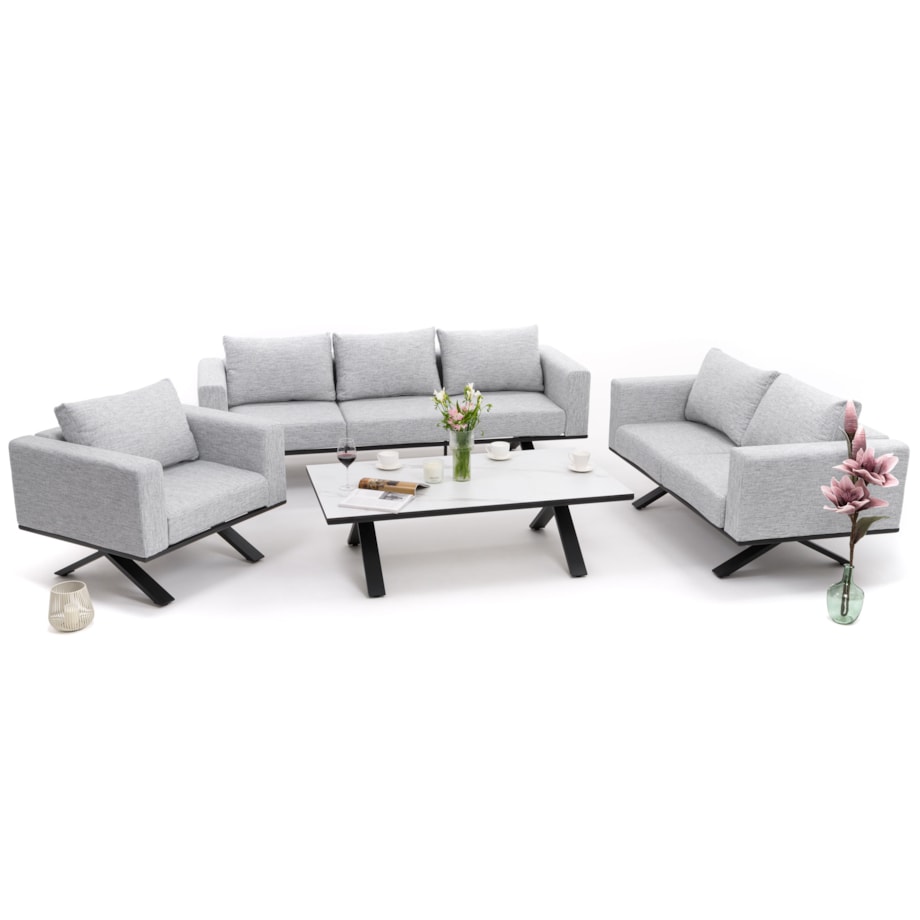 Meble ogrodowe nowoczesne luksusowe aluminiowe MARABELLA szaro białe