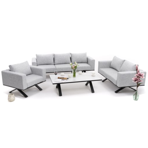 Meble ogrodowe nowoczesne luksusowe aluminiowe MARABELLA szaro białe