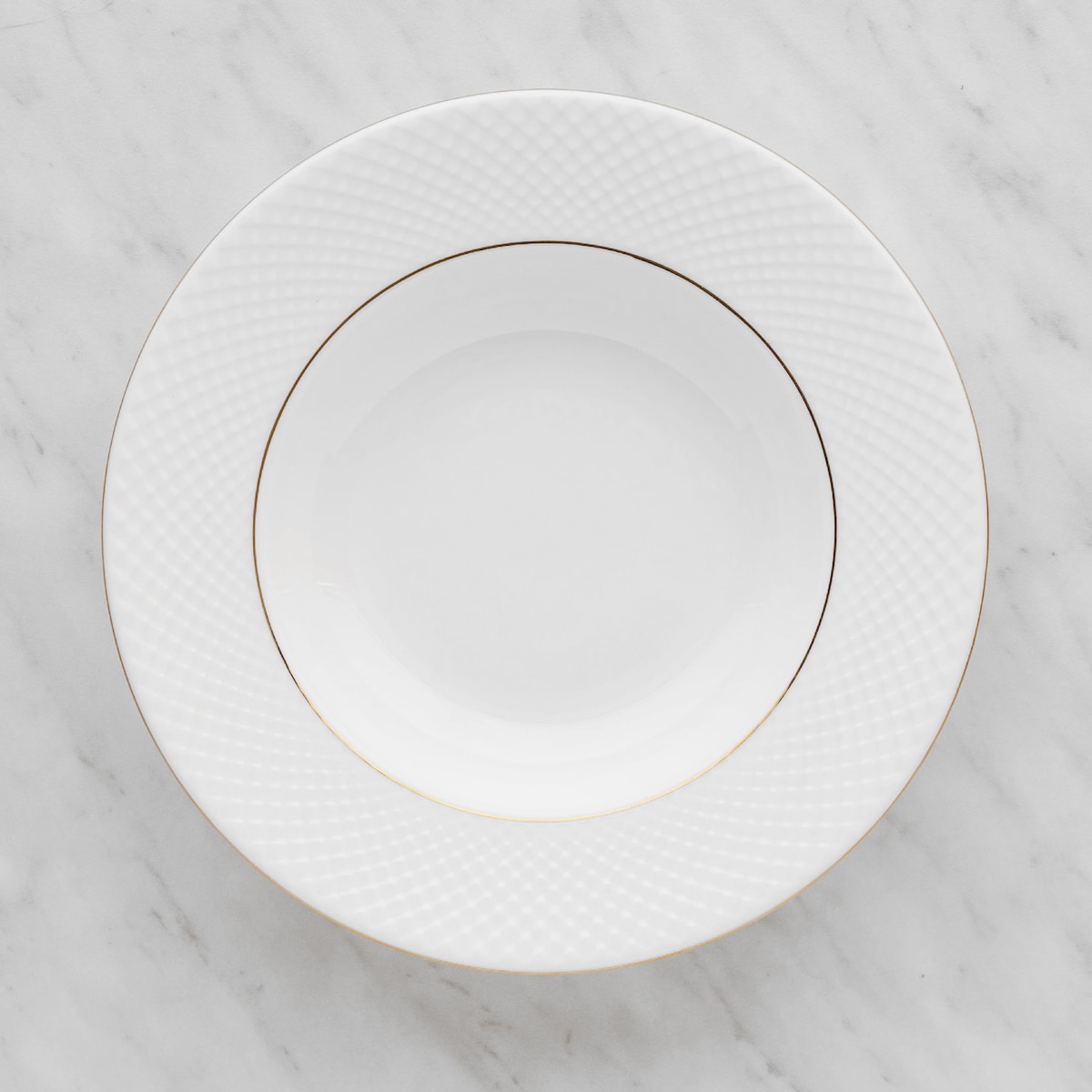 Elegancki Talerz Głęboki z Porcelany Kostnej Eleni z motywem geometrycznym