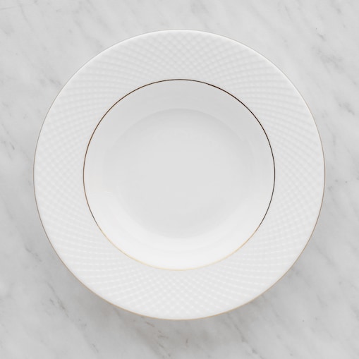 Elegancki Talerz Głęboki z Porcelany Kostnej Eleni z motywem geometrycznym
