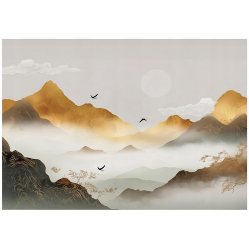 Fototapeta Do Sypialni Salonu Na Flizelinie Góry Ptaki Brązowy 250x175