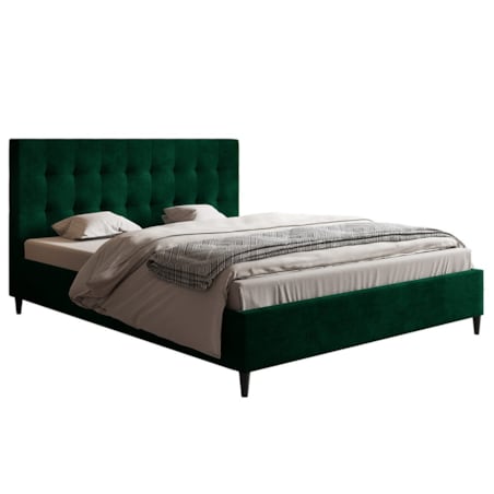 Łóżko tapicerowane 160x200 LUXO 4 do sypialni - butelkowa zieleń