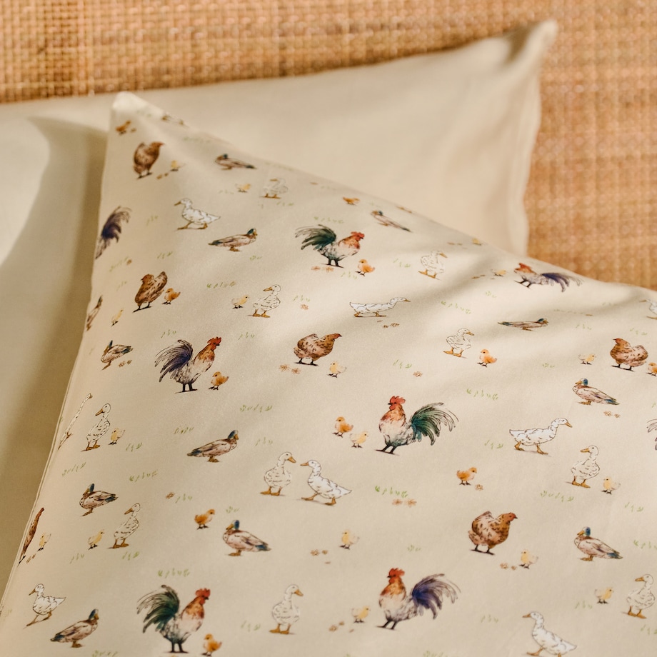 Pościel z bawełny satynowej Alti 200x220 cm z motywem kurczaka