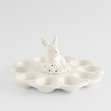 Patera Na Jajka Bellissima z motywem kwiatowym i królika