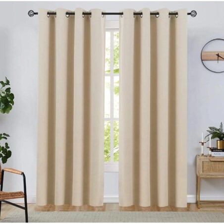 Zasłony gotowe welurowe 140x250 beżowe z przelotkami welwet