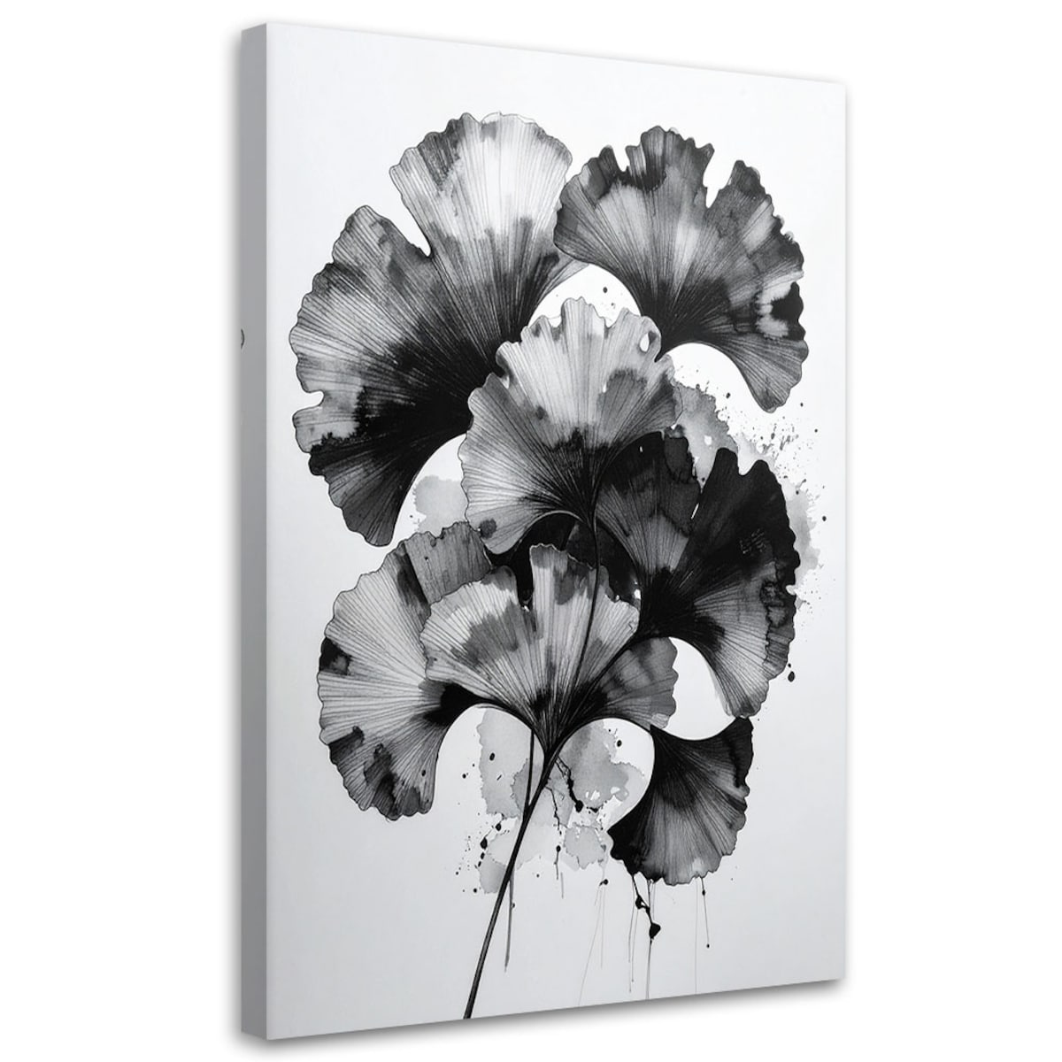 Obraz do salonu sypialni kuchni, Ginkgo Liście czarno białe 60x90