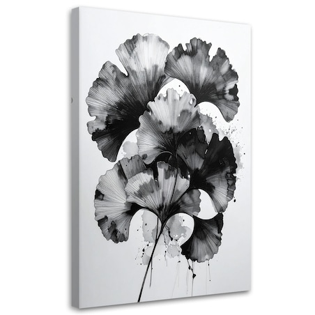 Obraz do salonu sypialni kuchni, Ginkgo Liście czarno białe 60x90