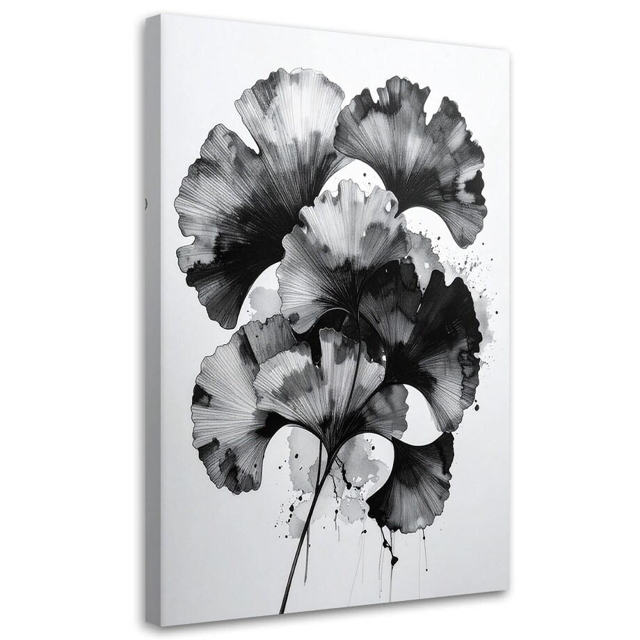 Obraz do salonu sypialni kuchni, Ginkgo Liście czarno białe 60x90