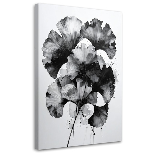 Obraz do salonu sypialni kuchni, Ginkgo Liście czarno białe 60x90