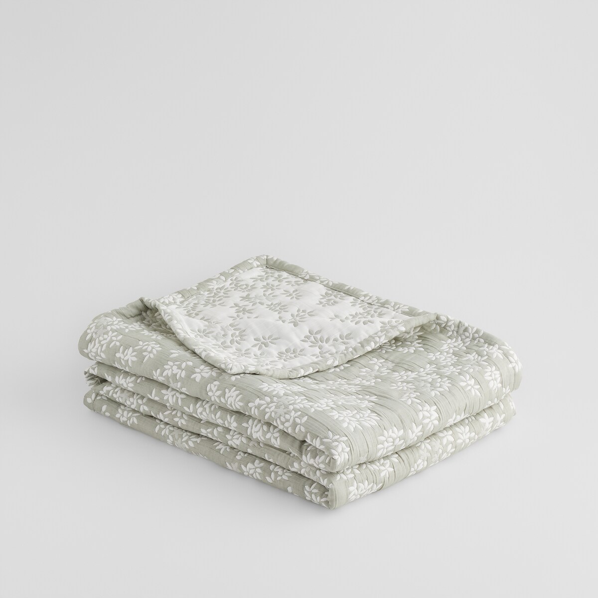 Wzorzysta żakardowa narzuta na łóżko z bawełną Flodow 200x220 cm z motywem kwiatowym