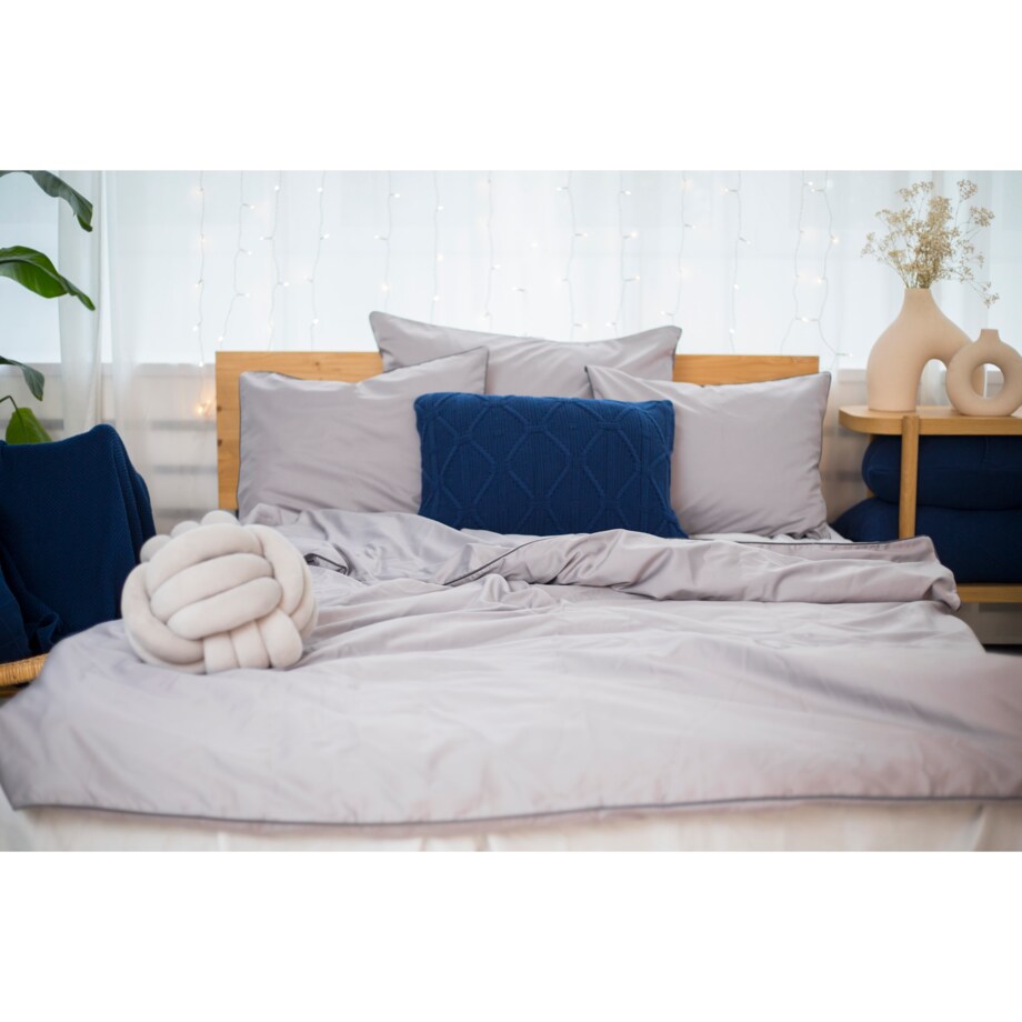 Pościel szara lamówka grafitowa, 200 x 200 cm, La Manta