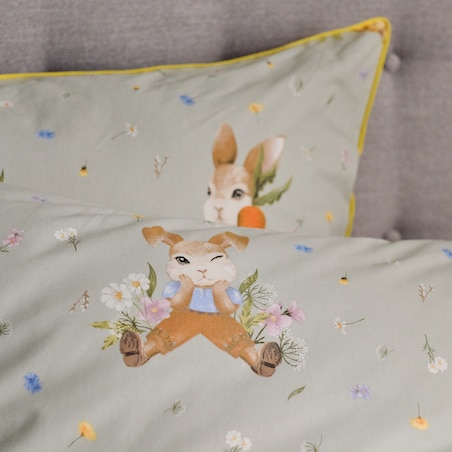 Pościel bawełniana z lamówką Emi 160x200 cm z motywem królika