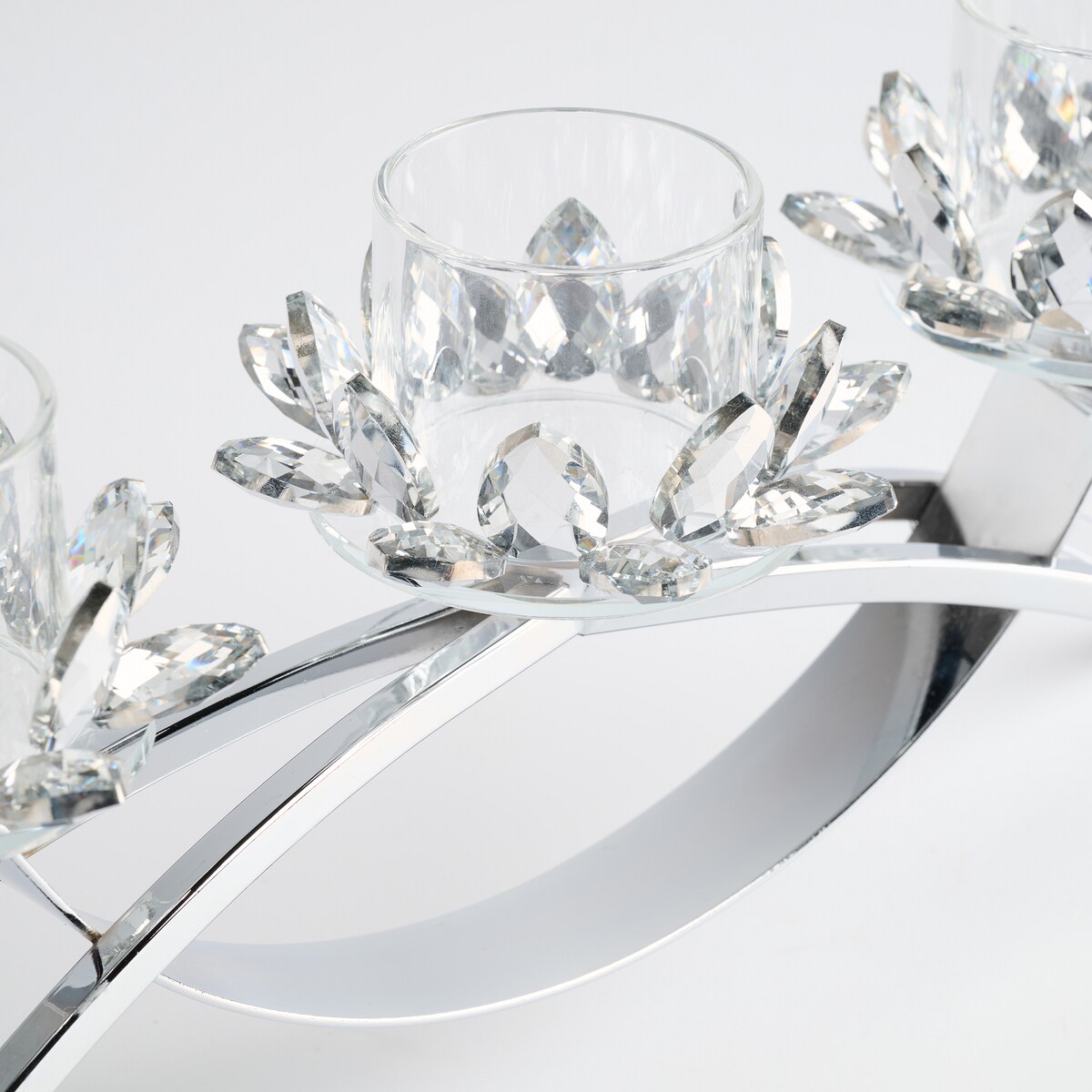 Świecznik potrójny Cristal glass trio z motywem kwiatowym