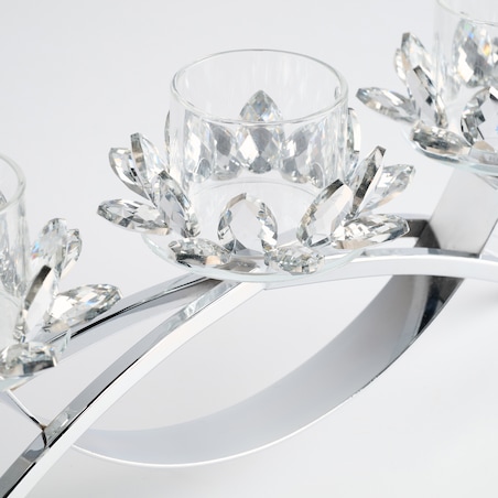 Świecznik potrójny Cristal glass trio z motywem kwiatowym