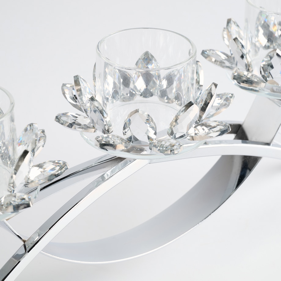 Świecznik potrójny Cristal glass trio z motywem kwiatowym