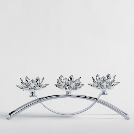 Świecznik potrójny Cristal shine trio z motywem kwiatowym