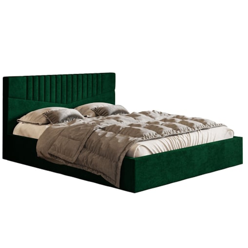 Łóżko jednoosobowe 120x200 OLDO 7 z pojemnikiem- butelkowa zieleń