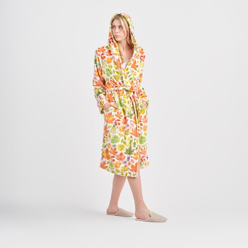 Szlafrok Listio z motywem liściastym