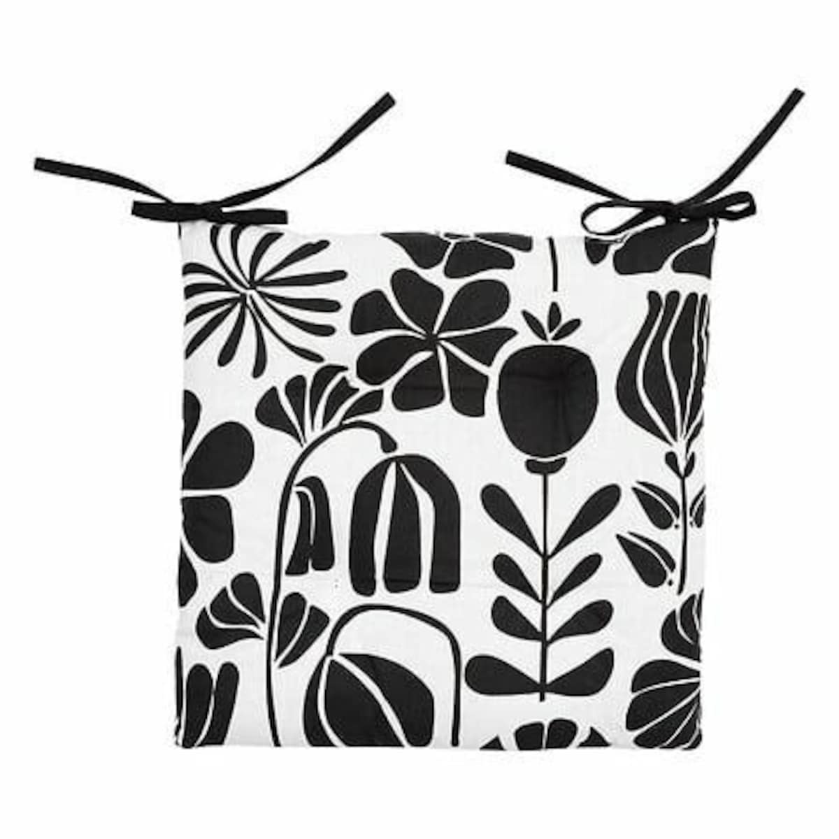 PODUSZKA NA KRZESŁO Twisted Lime biała/czarna z wiązaniami