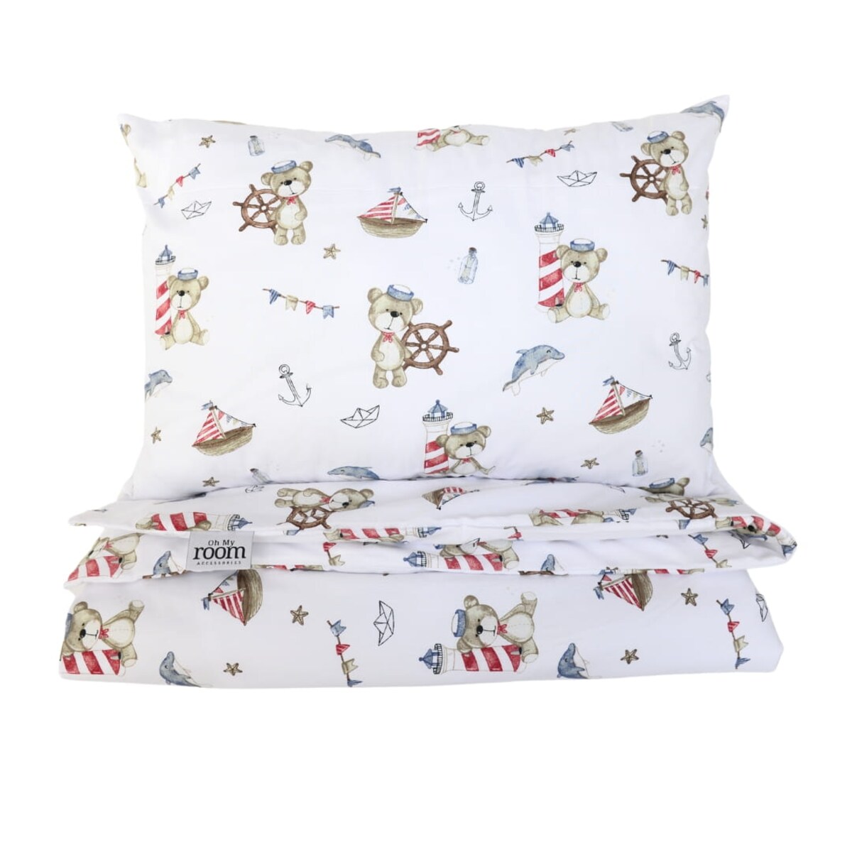 Pościel dziecięca bawełniana - misie marynarze 100/135