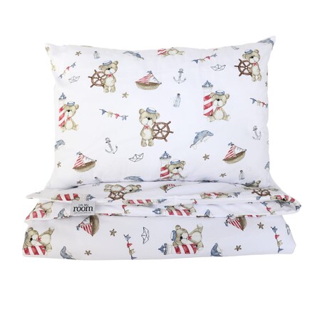 Pościel dziecięca bawełniana - misie marynarze 100/135