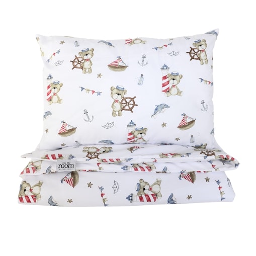 Pościel dziecięca bawełniana - misie marynarze 100/135
