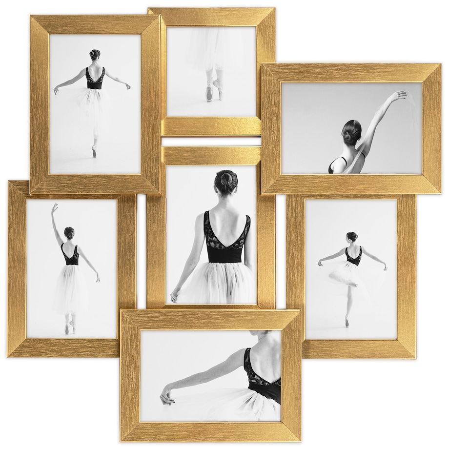 Multirama na zdjęcia złota ramka na 7 zdjęć 10x15 cm 10x10 cm FRAMAI®