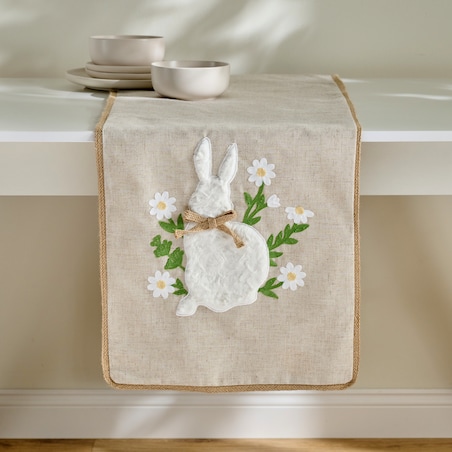 Bieżnik Haftowany Olmo 40x180 cm z motywem królika